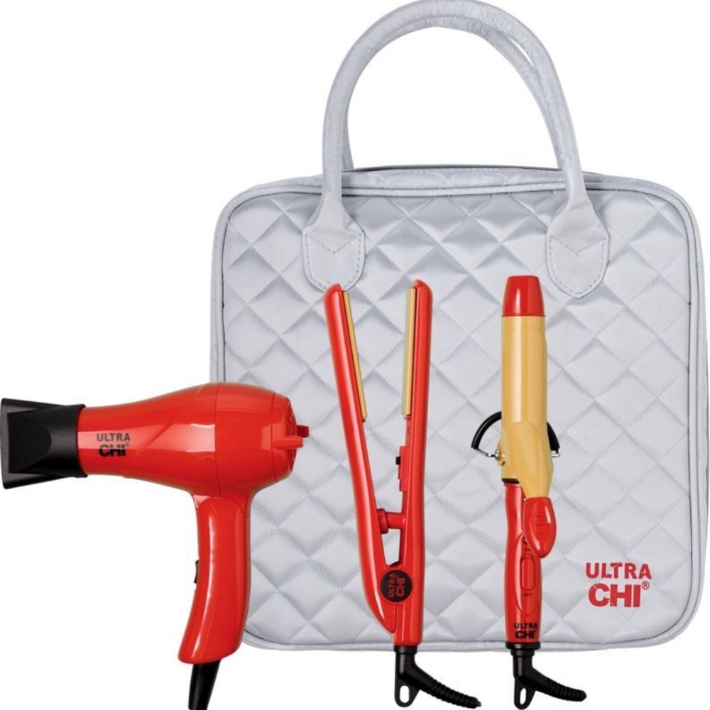 CHI travel curling iron + straightener with bag